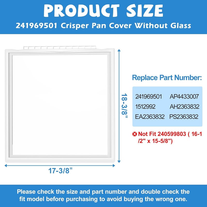 Alvar UPGRADED 241969501 Refrigerator Shelf Frame Compatible with Frigidaire Shelf Replacement Parts Crisper Drawer Pan Cover with 241993101 & 241993001 Crisper Cover Support LFSS2612TF0, FFSS2615TS0 Shelf - Image 2